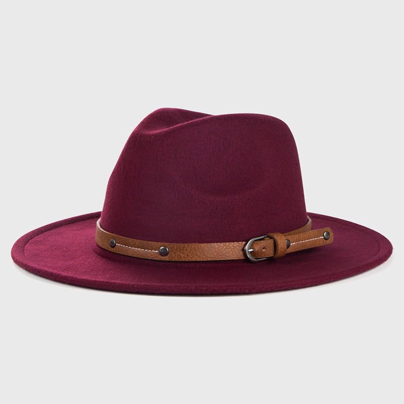 Women's single large brim cowboy hat with monochrome belt