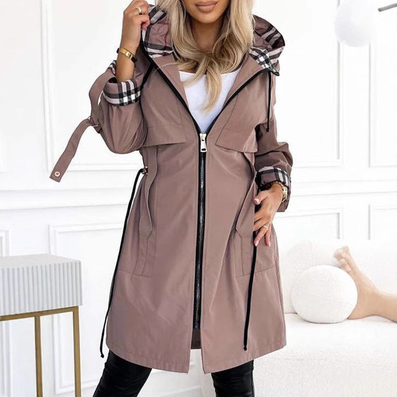 Women´s Hooded Plaid Coat
