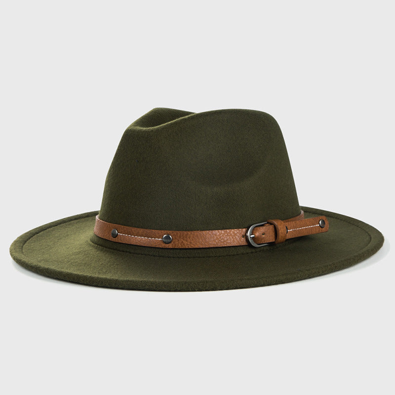 Women's single large brim cowboy hat with monochrome belt