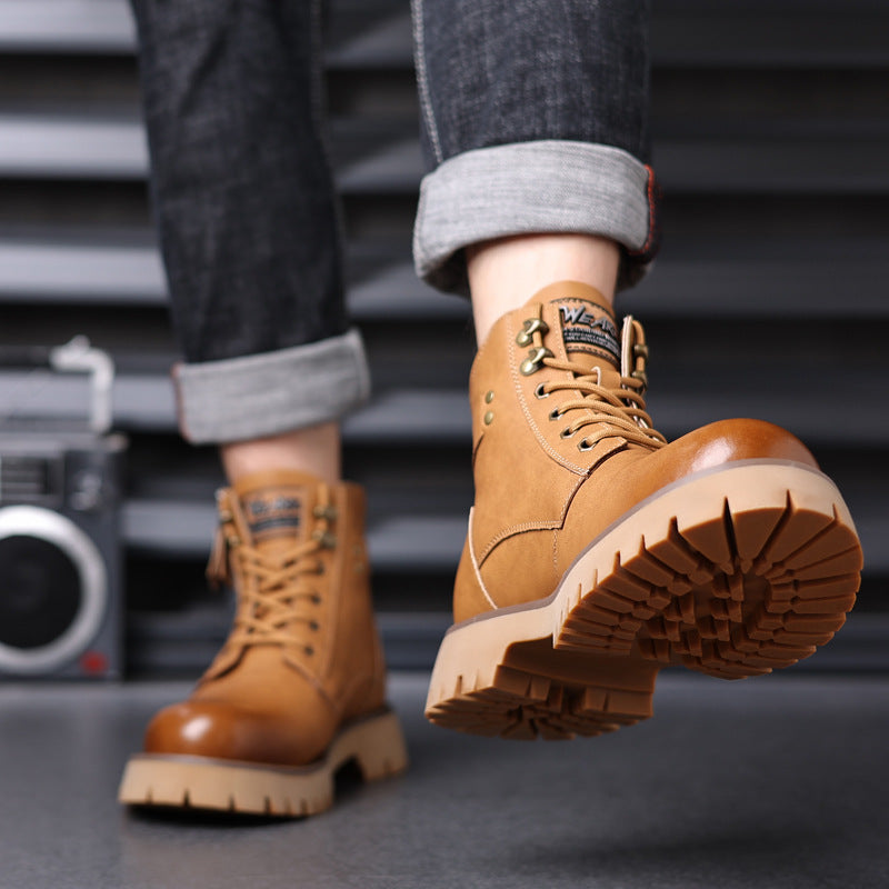 Men's Velvet Thermal Height Leather Boots