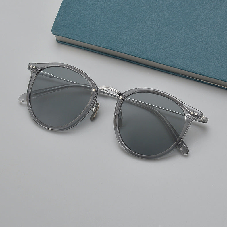 Transparent Handmade Medium Gold Pure Titanium Polarized Sunglasses