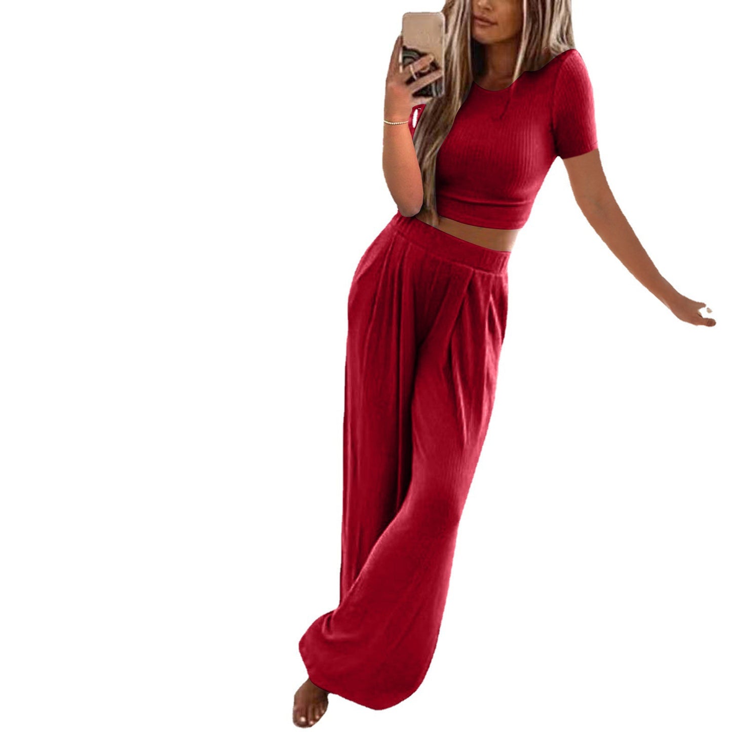 Women's Casual Two-Piece Knitted Home Suit