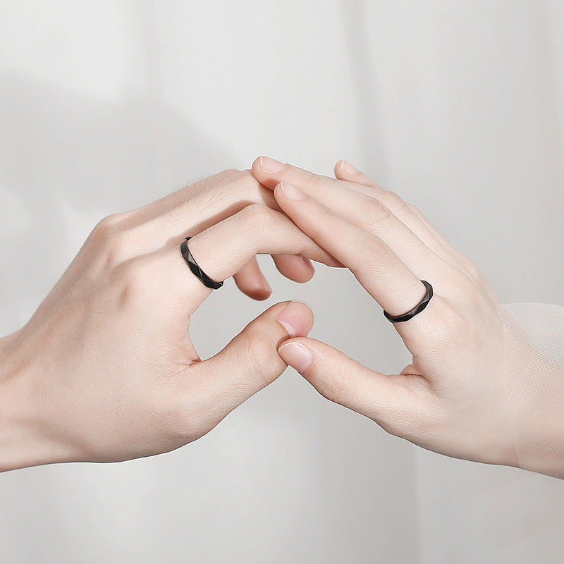Black And White Diamond Couple Rings Argent Pur Pairs