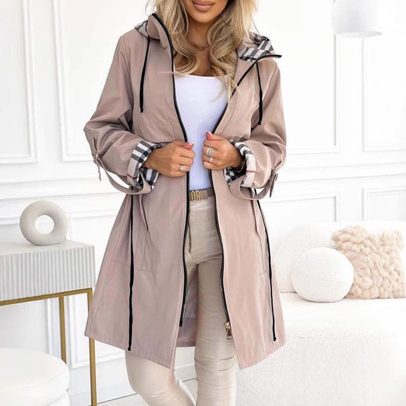 Women´s Hooded Plaid Coat