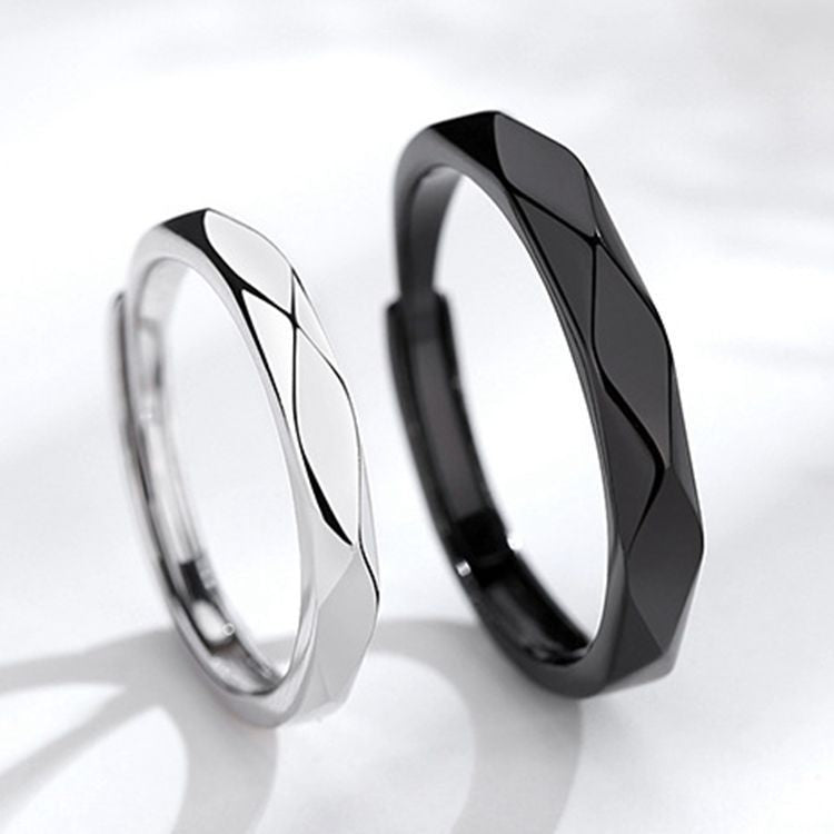 Black And White Diamond Couple Rings Argent Pur Pairs