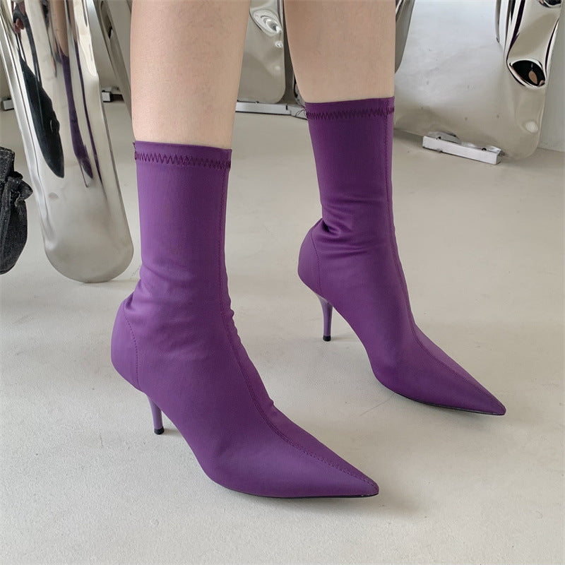 Women´s Mid-calf Heel Elastic Booties