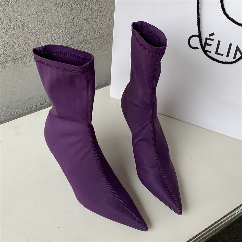 Women´s Mid-calf Heel Elastic Booties