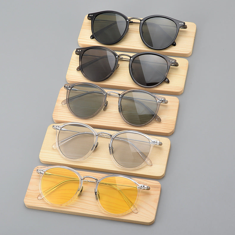 Transparent Handmade Medium Gold Pure Titanium Polarized Sunglasses