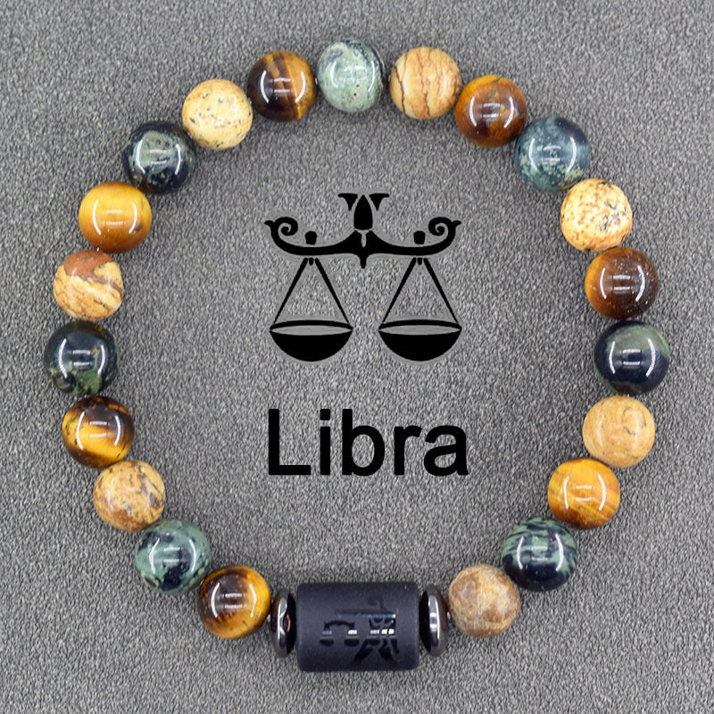 Twelve Constellations Bracelets Natural Stone Pendant Planet Birthday Gift