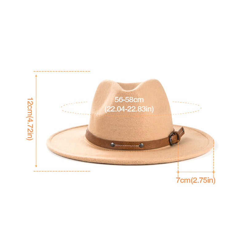 Women's single large brim cowboy hat with monochrome belt