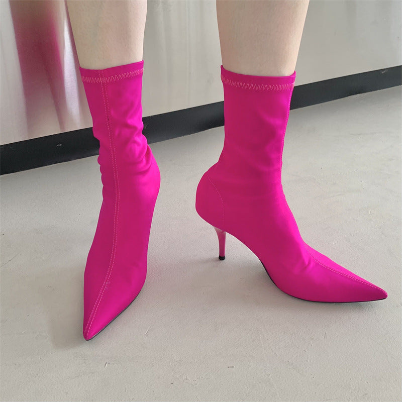 Women´s Mid-calf Heel Elastic Booties