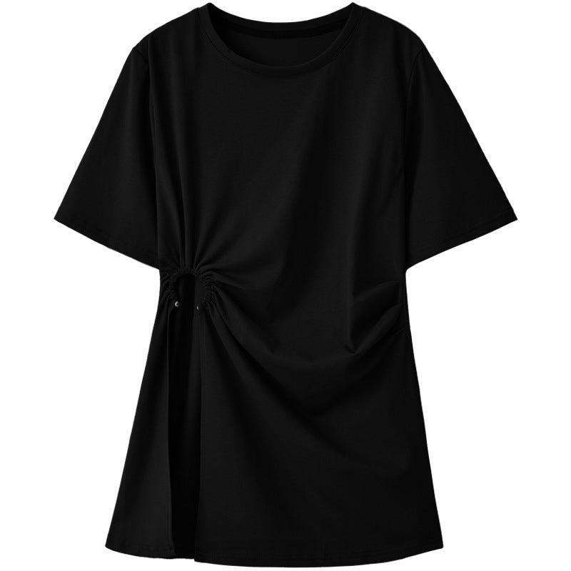 Women's irregular split cotton T-shirt