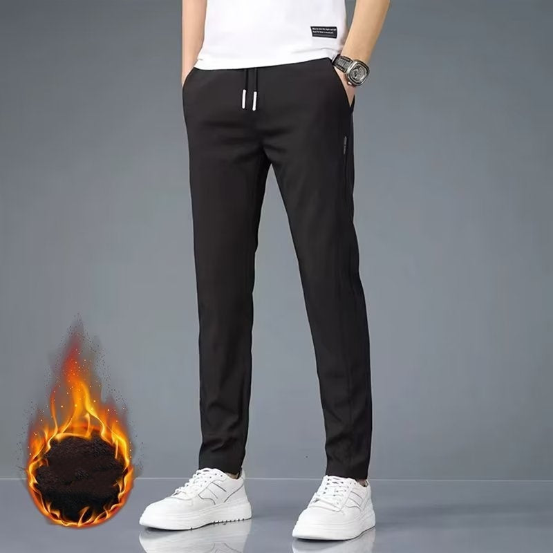 Men's casual silk straight pants