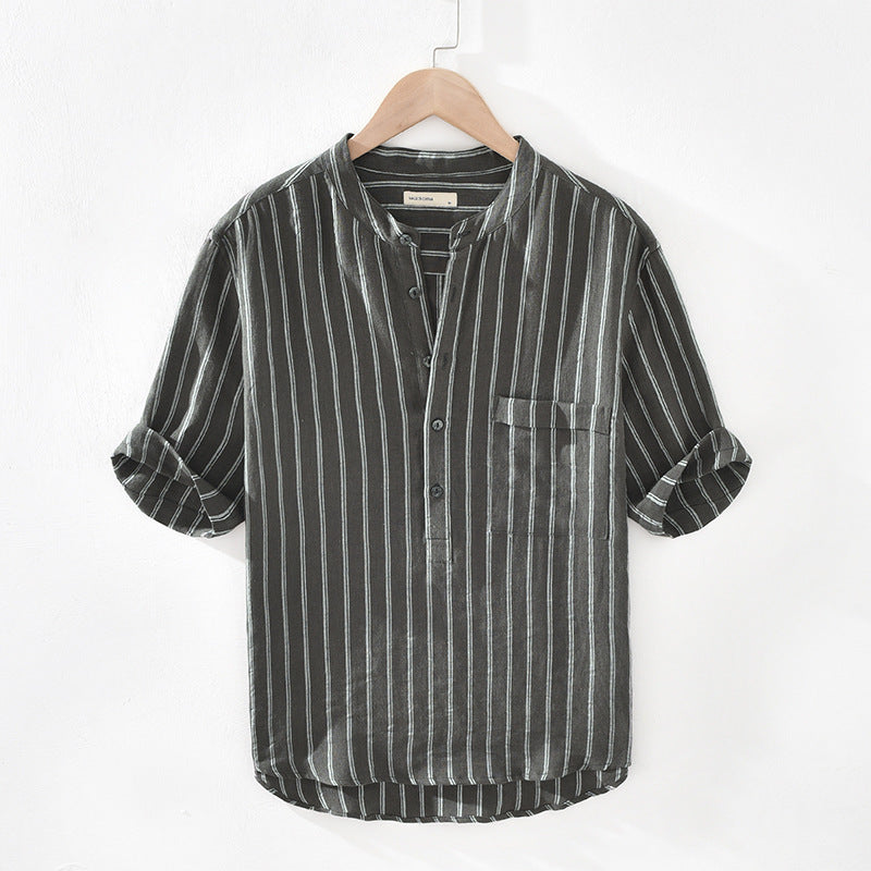 Men's Stand Collar Pullover Shirt