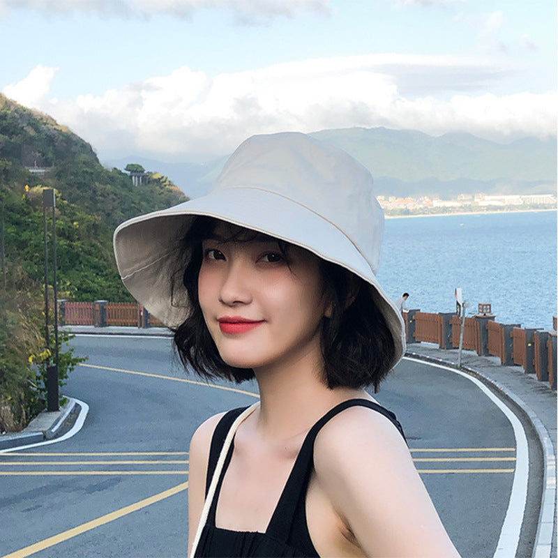 Women's Fisherman Hat Big Brim Sun Protection Solid Color Bucket Hat