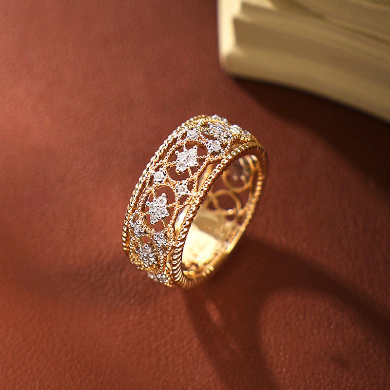 Vintage cut style carved gold ring