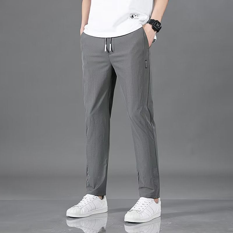 Men's casual silk straight pants