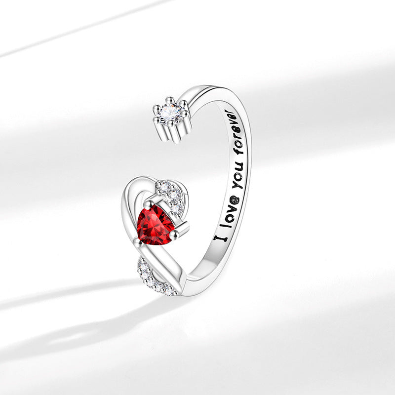 Women's Heart-Shaped Birthstone Ring