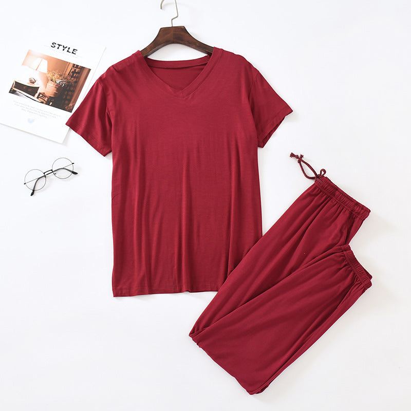 Men's Silk Short Sleeved Pants Set