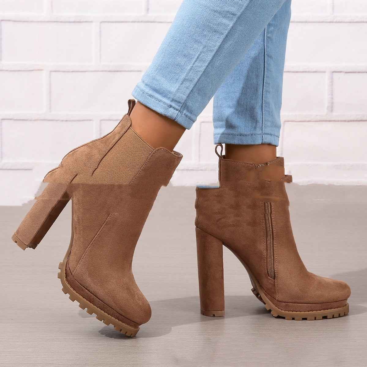 Women's High Heels Leather Boots