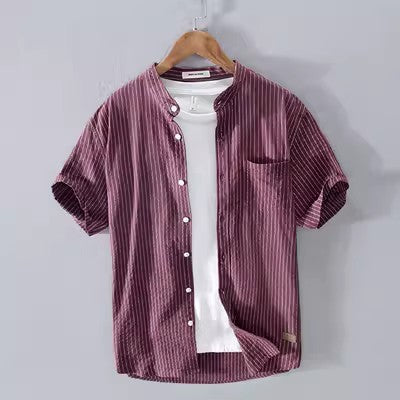 Men's Stand Collar Pullover Shirt
