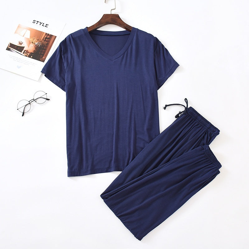 Men's Silk Short Sleeved Pants Set