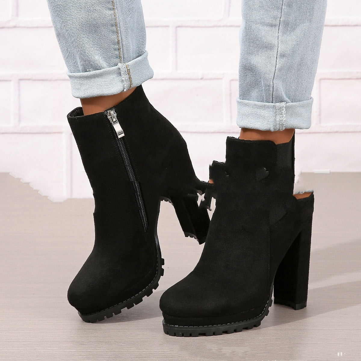 Women's High Heels Leather Boots