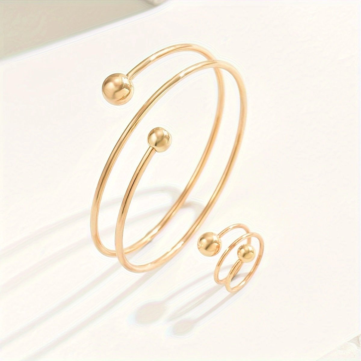 14K Gold Plated Bangle And Ring Set