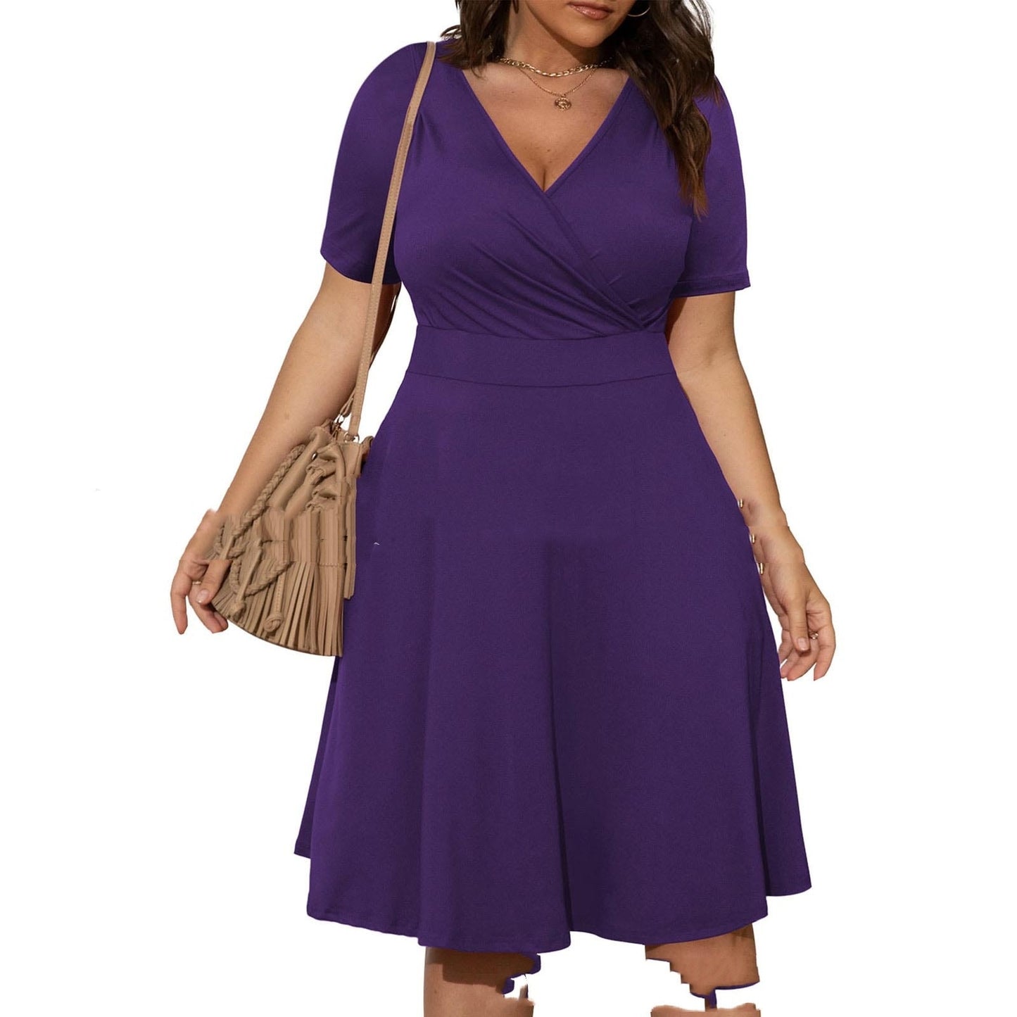 Women´s V-neck Fashion Casual Short Sleeve