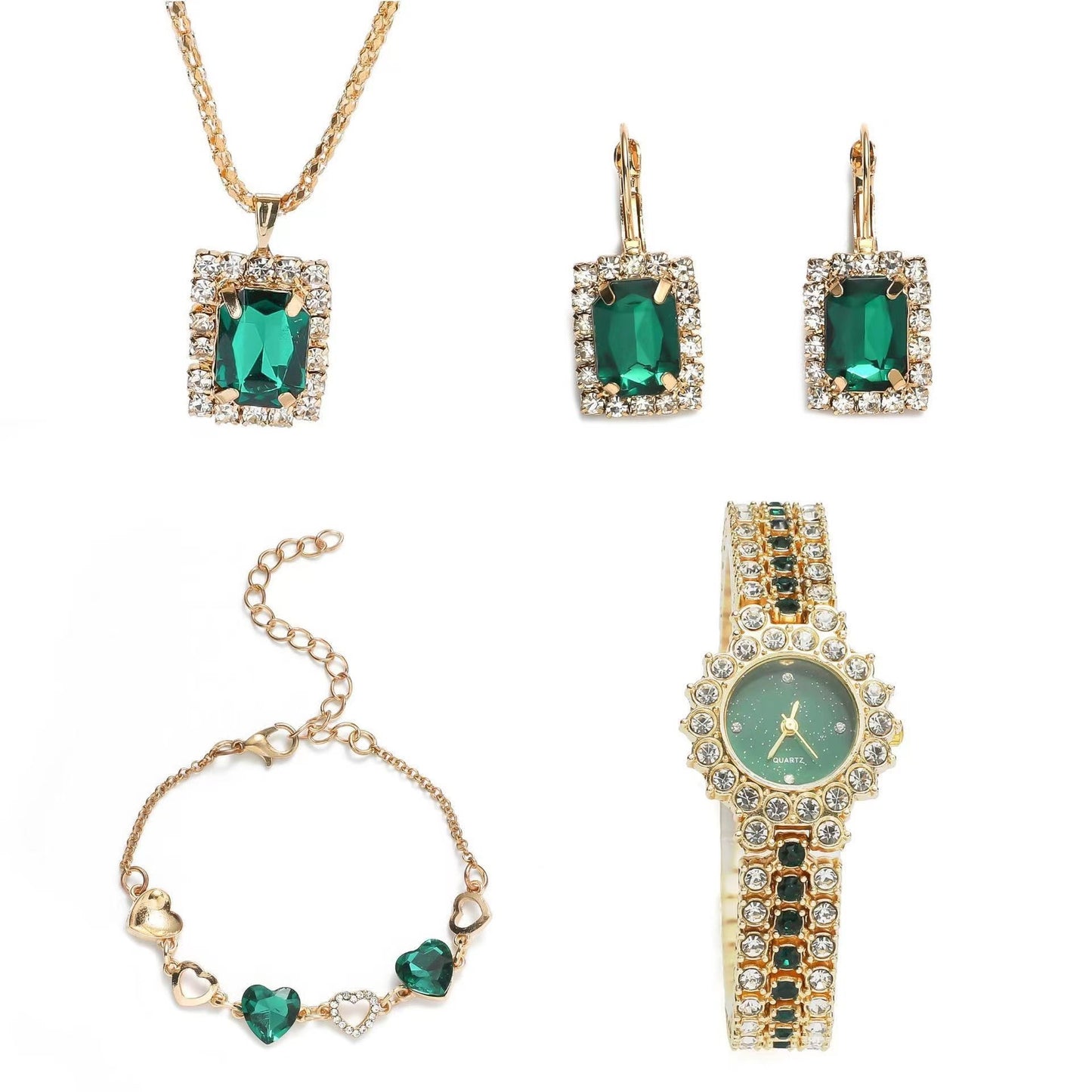 Women's Gift set with ring, steel bracelet and quartz watch