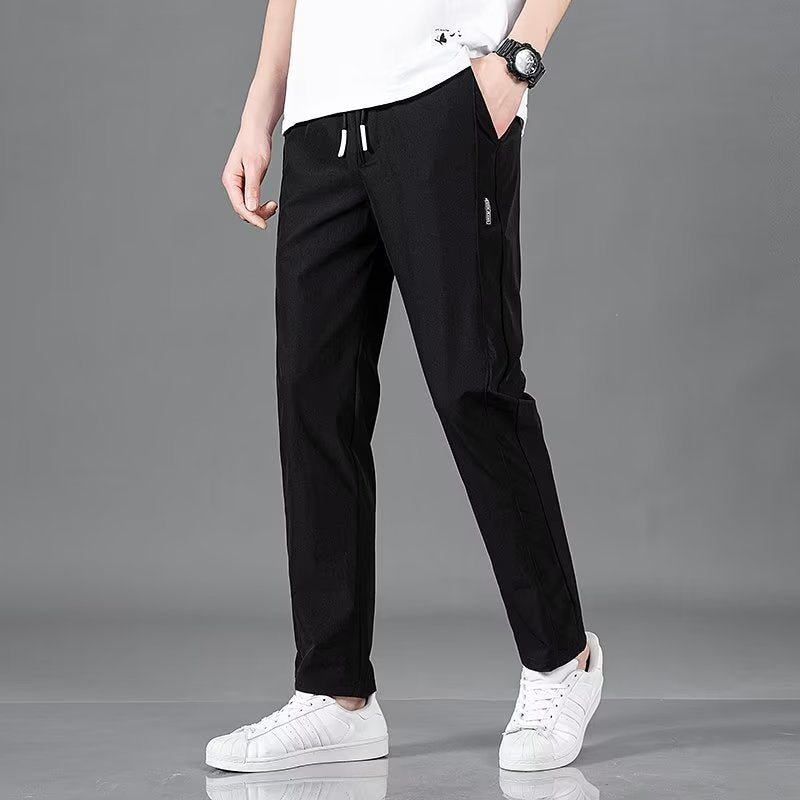 Men's casual silk straight pants