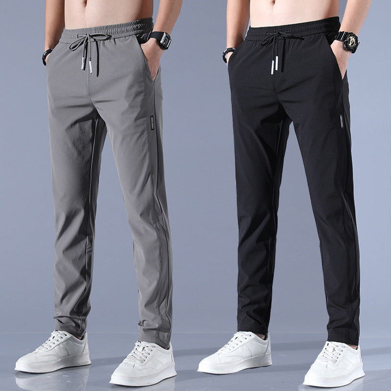 Men's casual silk straight pants