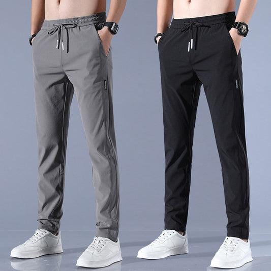 Men's casual silk straight pants