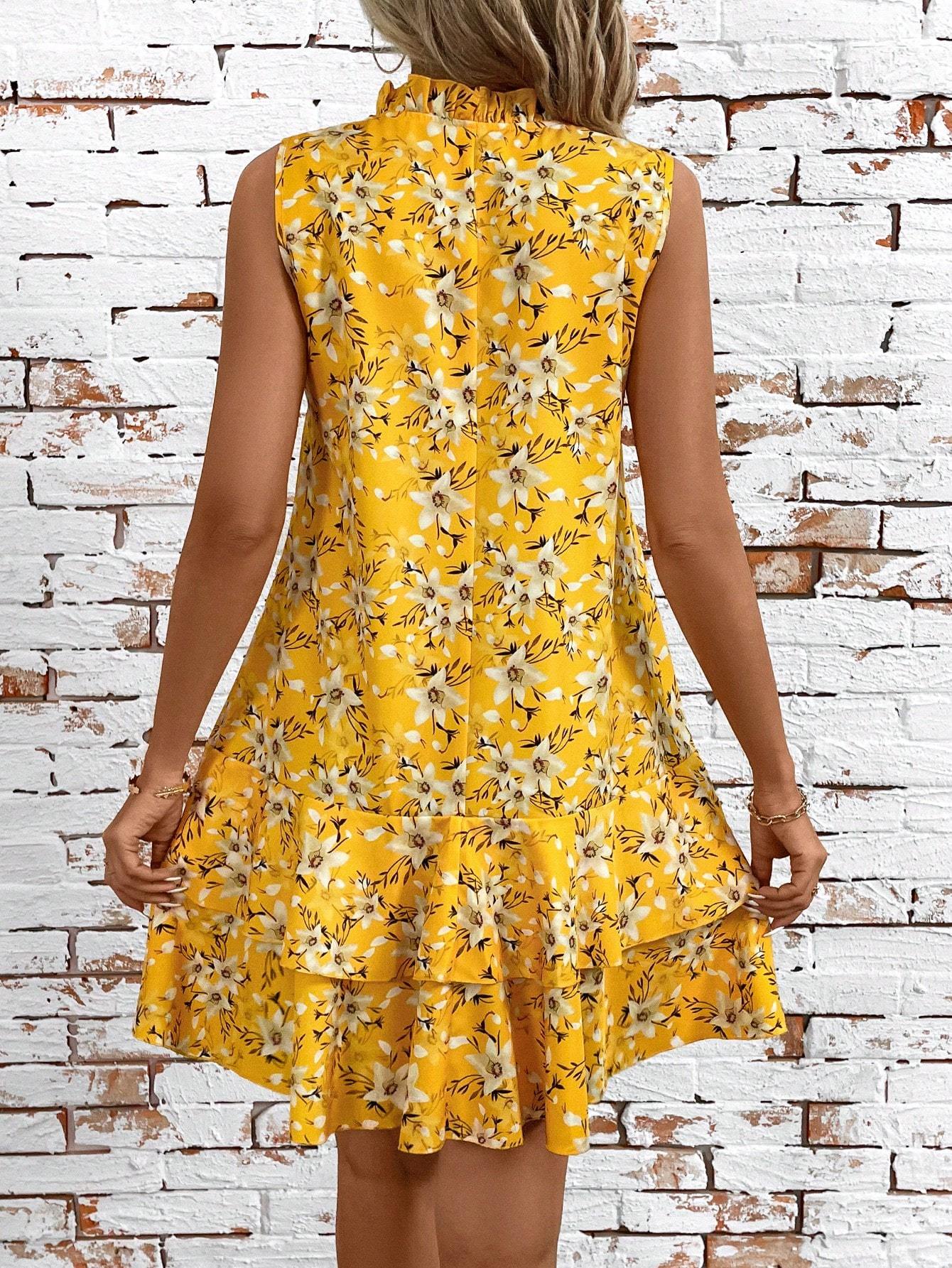 Women's Floral A-Line Sleeveless Vacation Style Dress