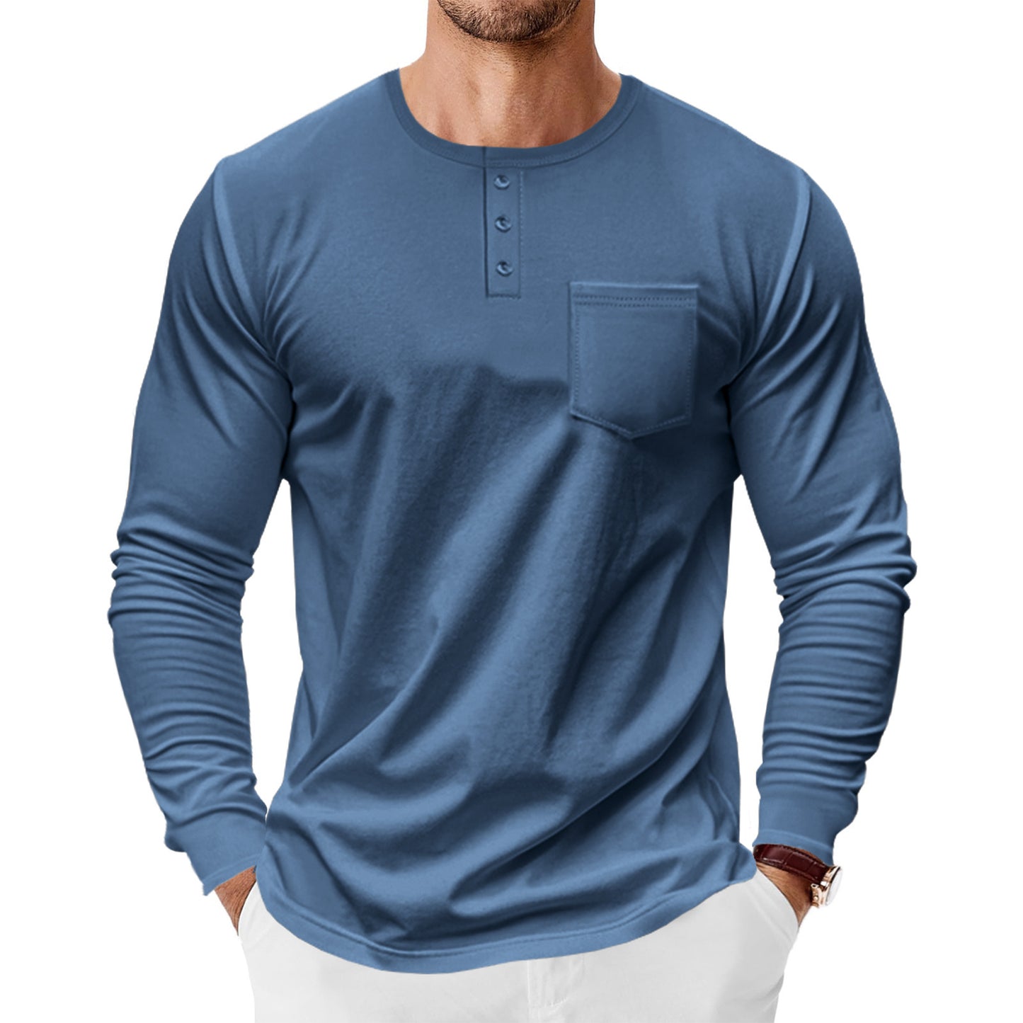 Men's Henley T-Shirt Long Sleeve