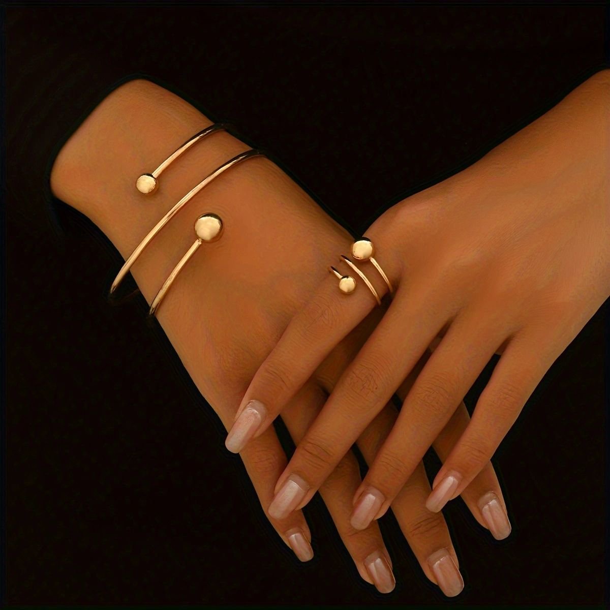 14K Gold Plated Bangle And Ring Set