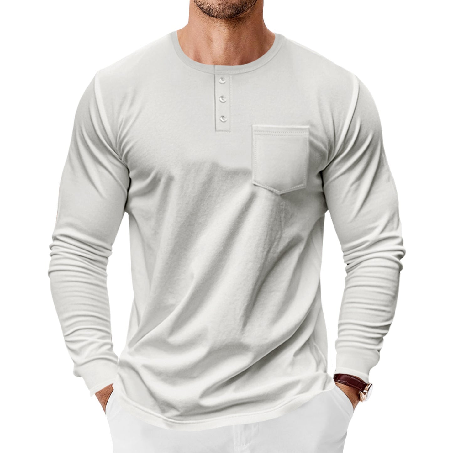 Men's Henley T-Shirt Long Sleeve