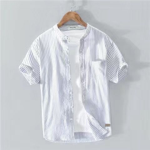 Men's Stand Collar Pullover Shirt