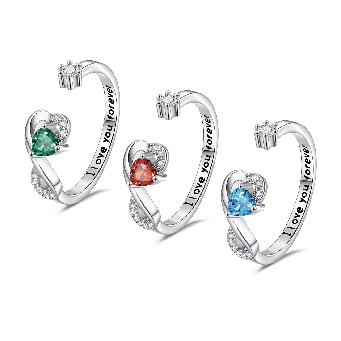 Women's Heart-Shaped Birthstone Ring