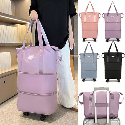 Folding Luggage Bag Expandable Rolling duffle pack With Wheel Large Capacity
