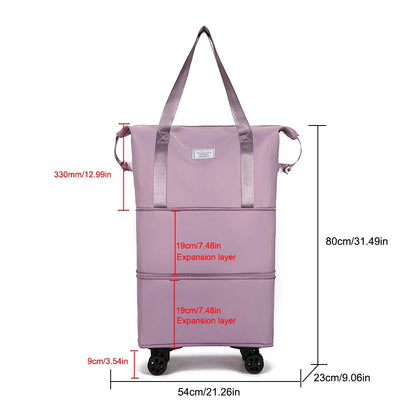 Folding Luggage Bag Expandable Rolling duffle pack With Wheel Large Capacity