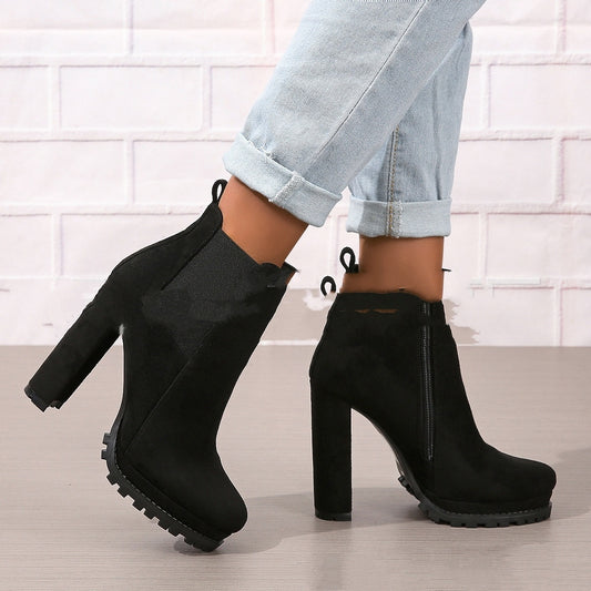 Women's High Heels Leather Boots