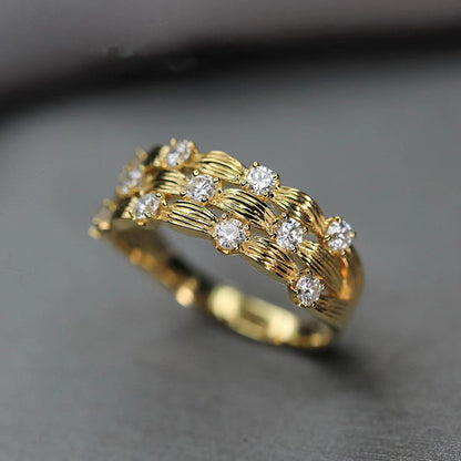 Women's Retro Starry Leaf Ring