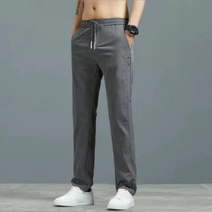 Men's casual silk straight pants