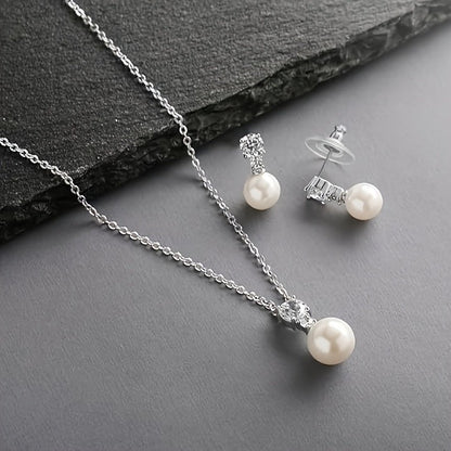 Pearl pendant necklace and earring set