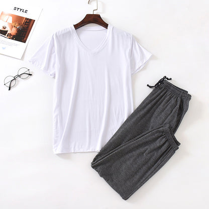 Men's Silk Short Sleeved Pants Set