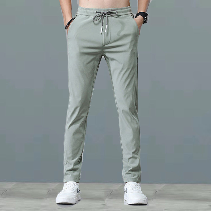 Men's casual silk straight pants