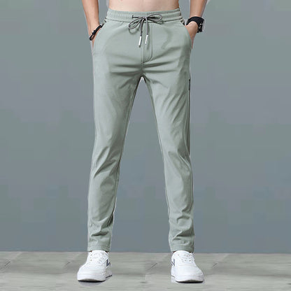 Men's casual silk straight pants