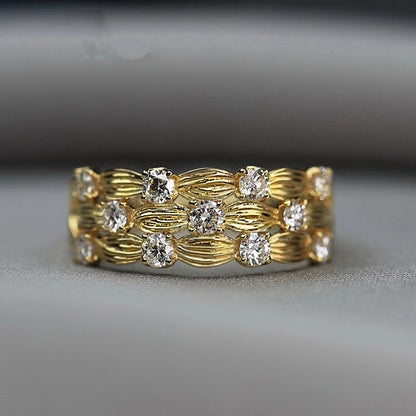 Women's Retro Starry Leaf Ring