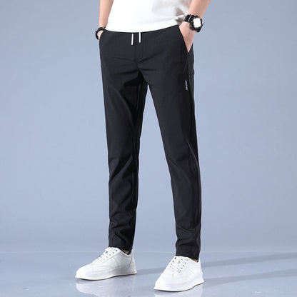 Men's casual silk straight pants